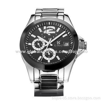 Stainless steel watch for men's business, solid steel belt fashion trends